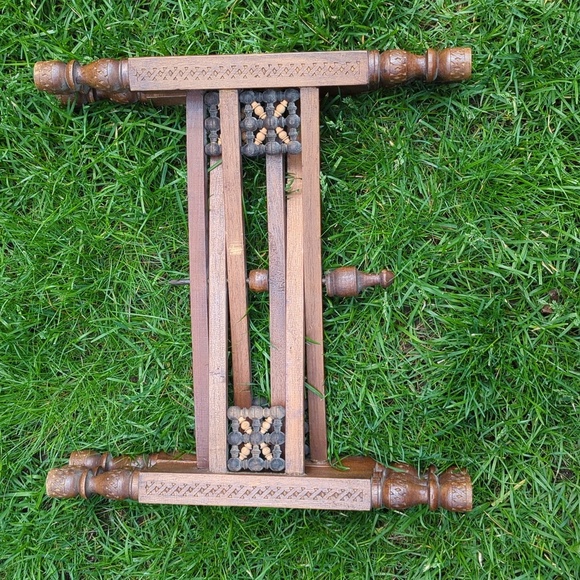 Hand Hammered Tray Table With Folding Legs - Picture 7 of 8